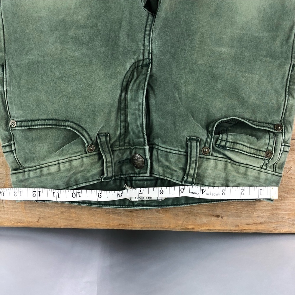 Free People green sueded sateen zipper back skinny jeans, 00/24 - Picture 13 of 16